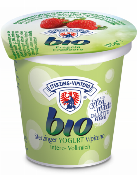 Erdbeere Vollmilchjoghurt aus Heumilch Bio - 125g - Milchhof Sterzing