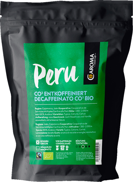 Arabica "Peru" Bio decaffeinato in grani - 250g - Caroma Kaffee