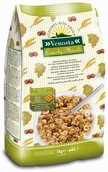 Knusper Müsli mit Sultaninen und Haselnüssen Venosta 1kg - 1kg - Fuchs Privatmühle