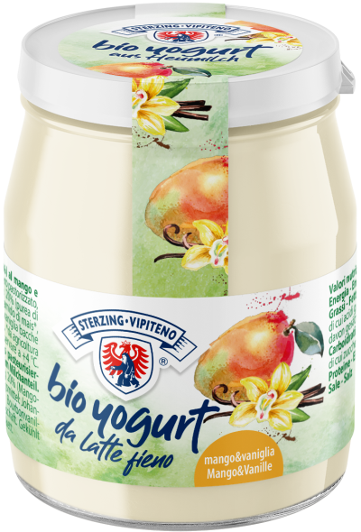 Mango e vaniglia Yogurt intero da latte fieno Bio - 150g - Milchhof Sterzing